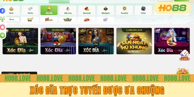 Xóc đĩa trực tuyến được ưa chuộng